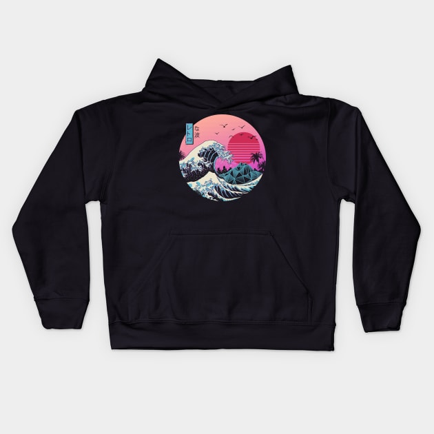 The Great Retro Wave Front and Back Print Kids Hoodie by Vincent Trinidad Art